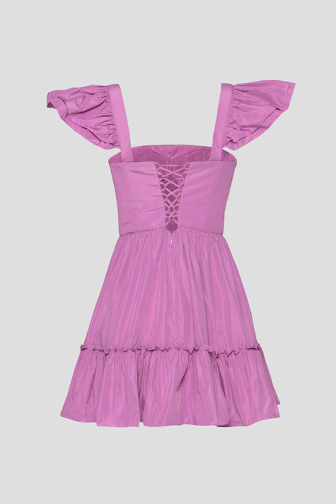 Square Neck Frill Detailed Mini Dress